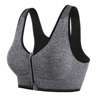Sunland Women Wireless Yoga Sports Bras Training Stretch Tank Top High Impact Padded Bra Front Zipper Closure L 